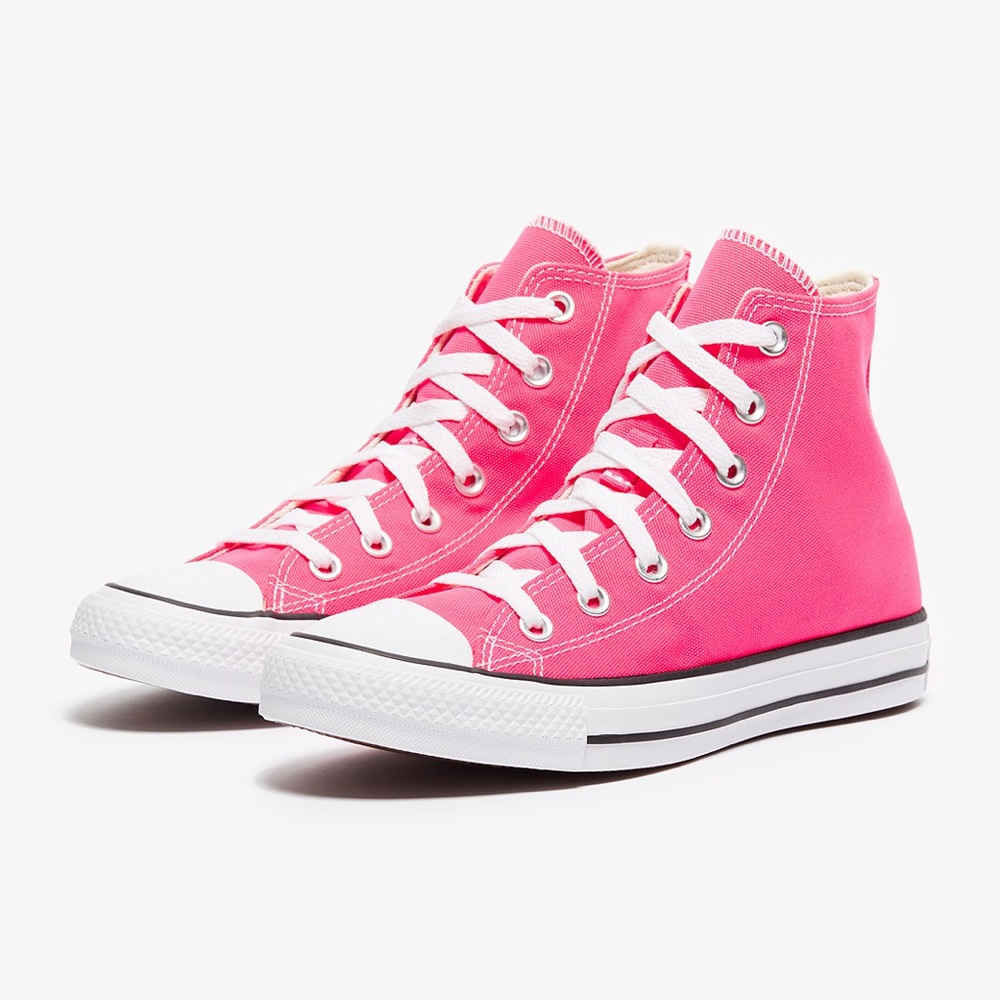 Hot pink high top converse
